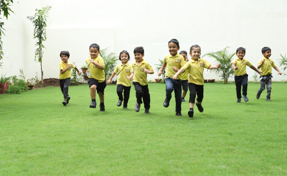 Safe outdoor play area at Crayons Montessori School Ranchi