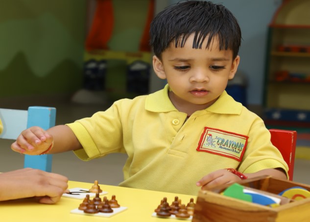 Kids engaged in Montessori Intellectual Activity at Crayons Montessori Play School Ranchi | Kanke Road | Day Care